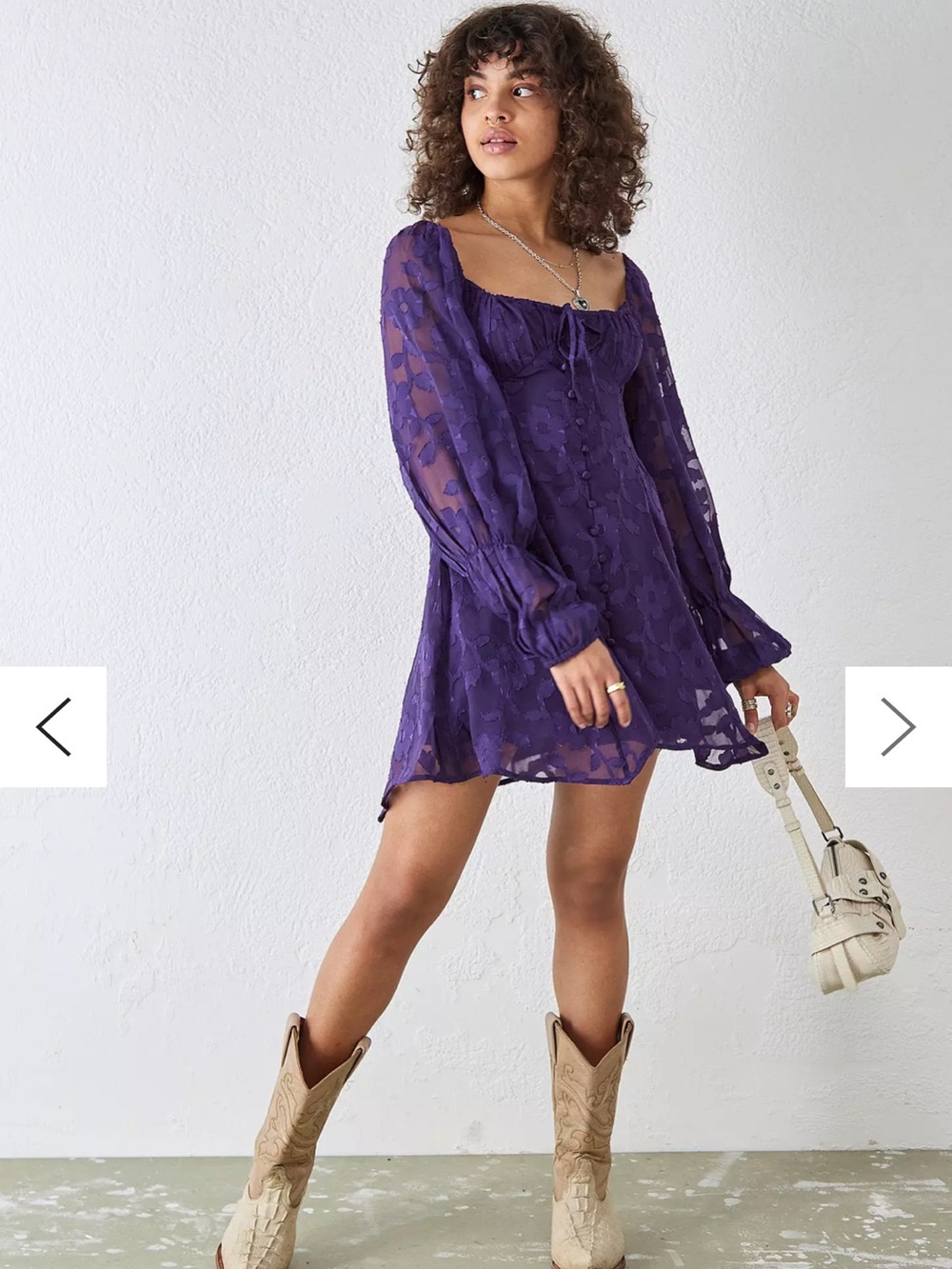 Urban Outfitters Wisteria Long Sleeve Whimsy Goth Y2K Fairycore Mini Dress XS